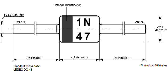 4.7V Zener二极管1N4732A尺寸