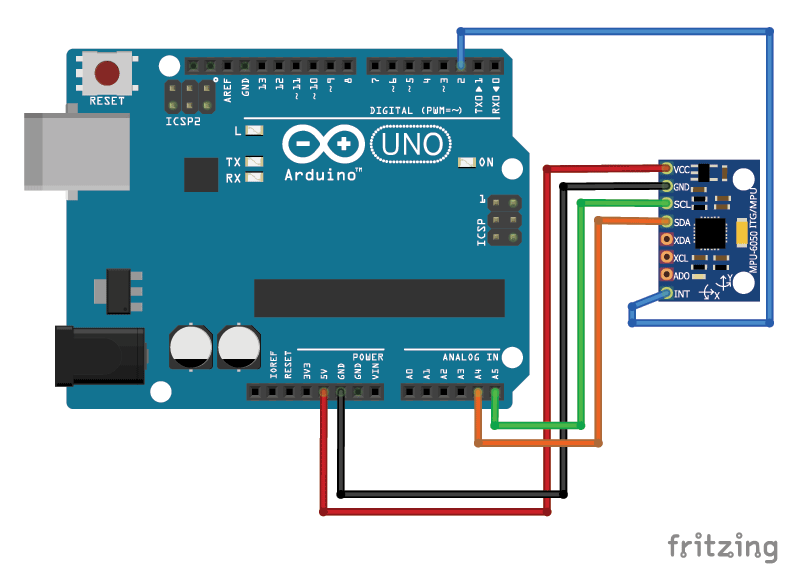 Arduino MPU6050电路图连接