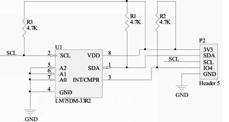 LM75温度传感器模块内电路图