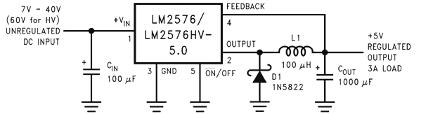 LM2576 Buck变换器应用电路