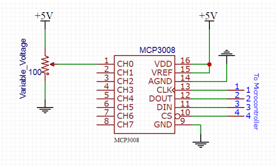 MCP3008微控制器电路图