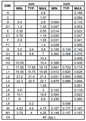 TDA2050尺寸